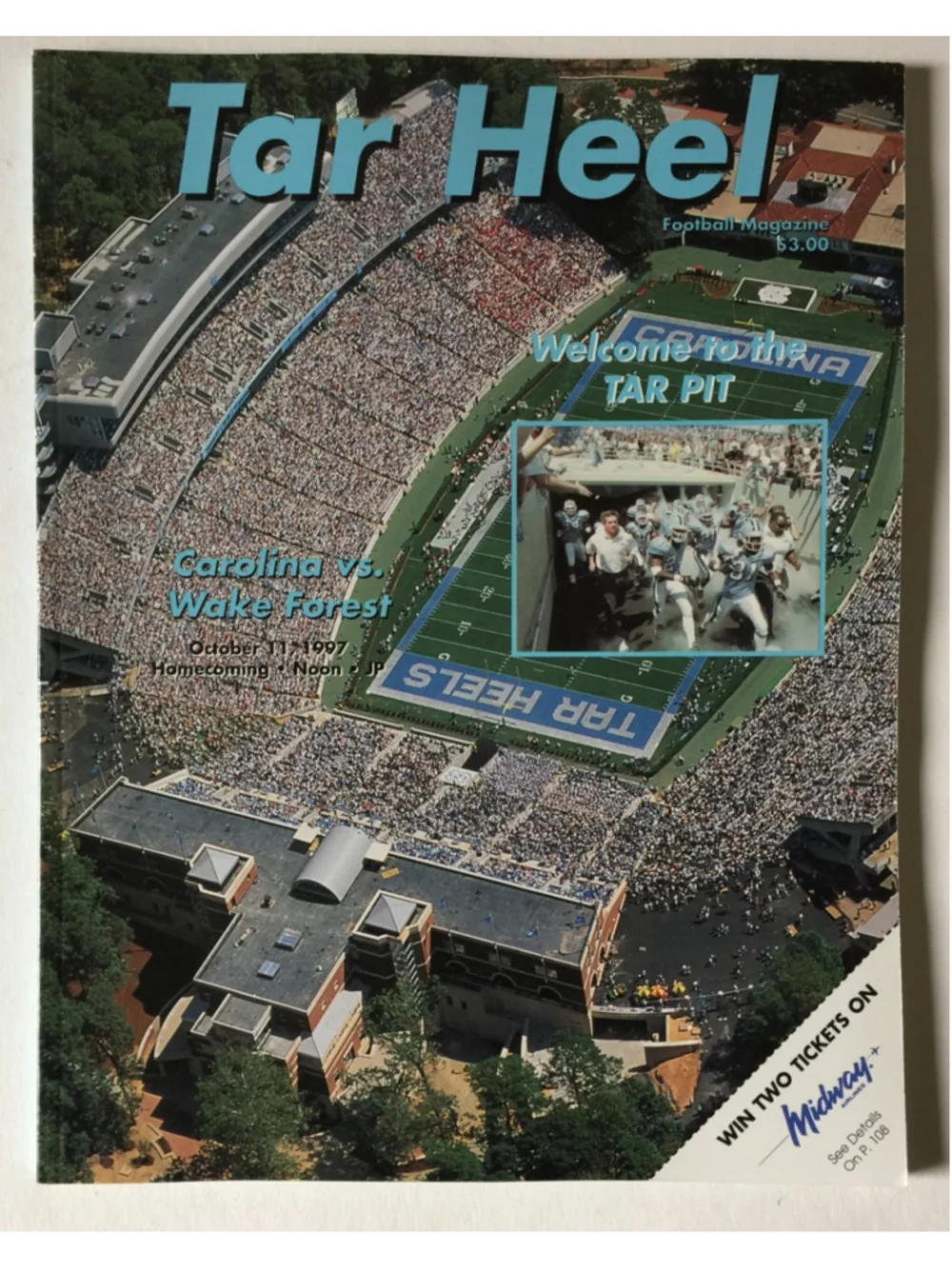 Oct 11 1997 Tar Hill Football Magazine, UNC Tar Heels, Carolina VS Wake Forest